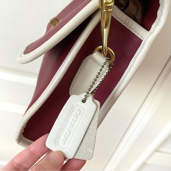 Vintage Coach Spectator Court Red Ivory Leather Crossbody Satchel Bag #6870 - Picture 6 of 14